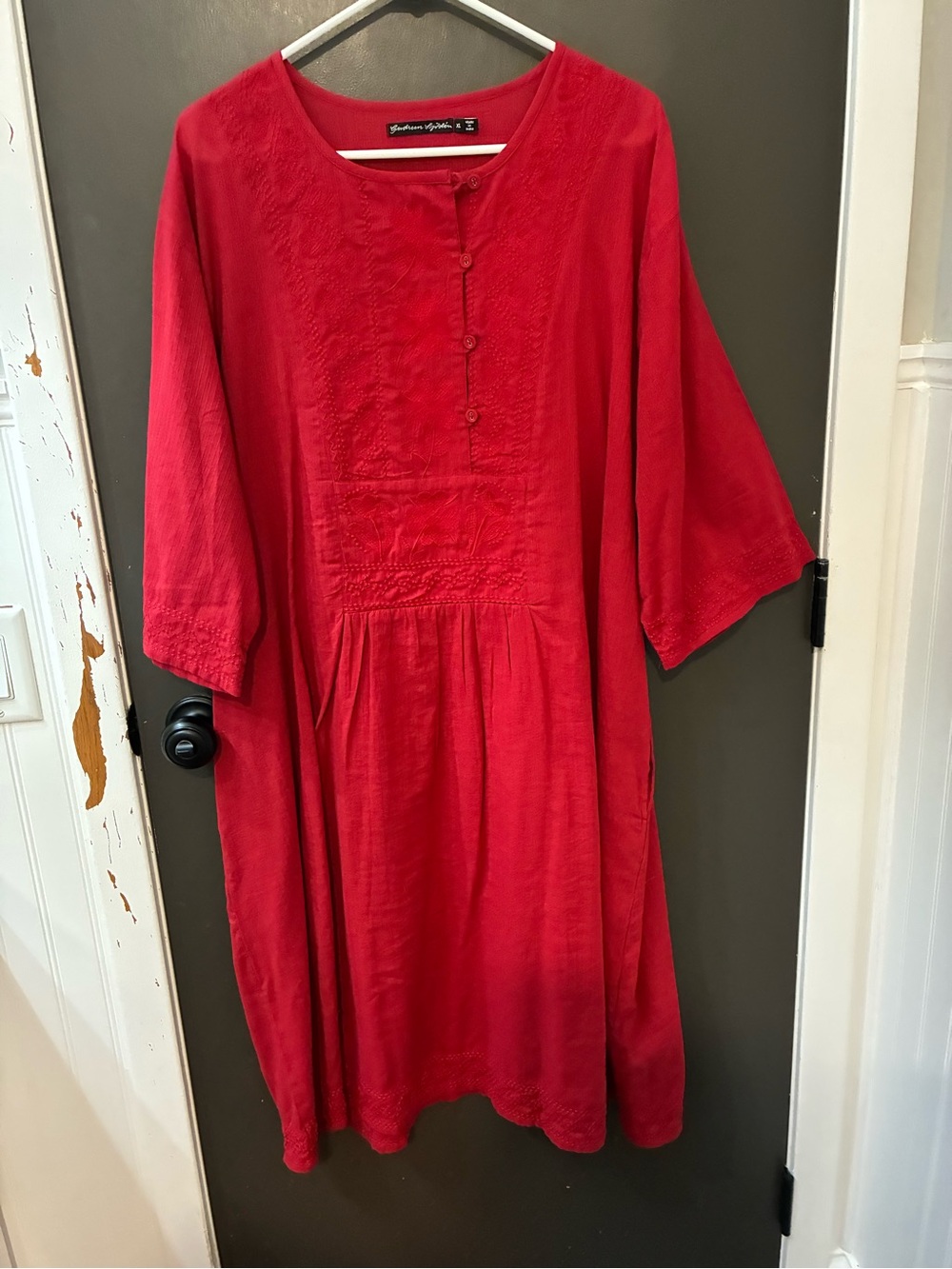 NWOT SUPER pretty red saturated and beautifully Embroidered detail Tunic Dress